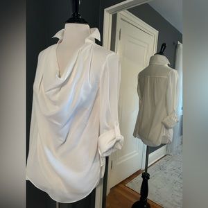 Beautiful light weight white cotton long or roll sleeve blouse. Dressy or casual